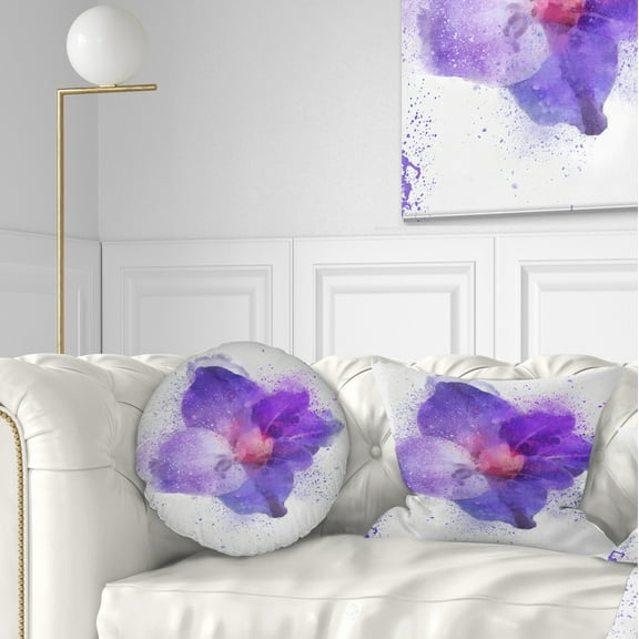 Designart Large Petal Watercolor Blue Flower - Floral Throw Pillow - 12x20