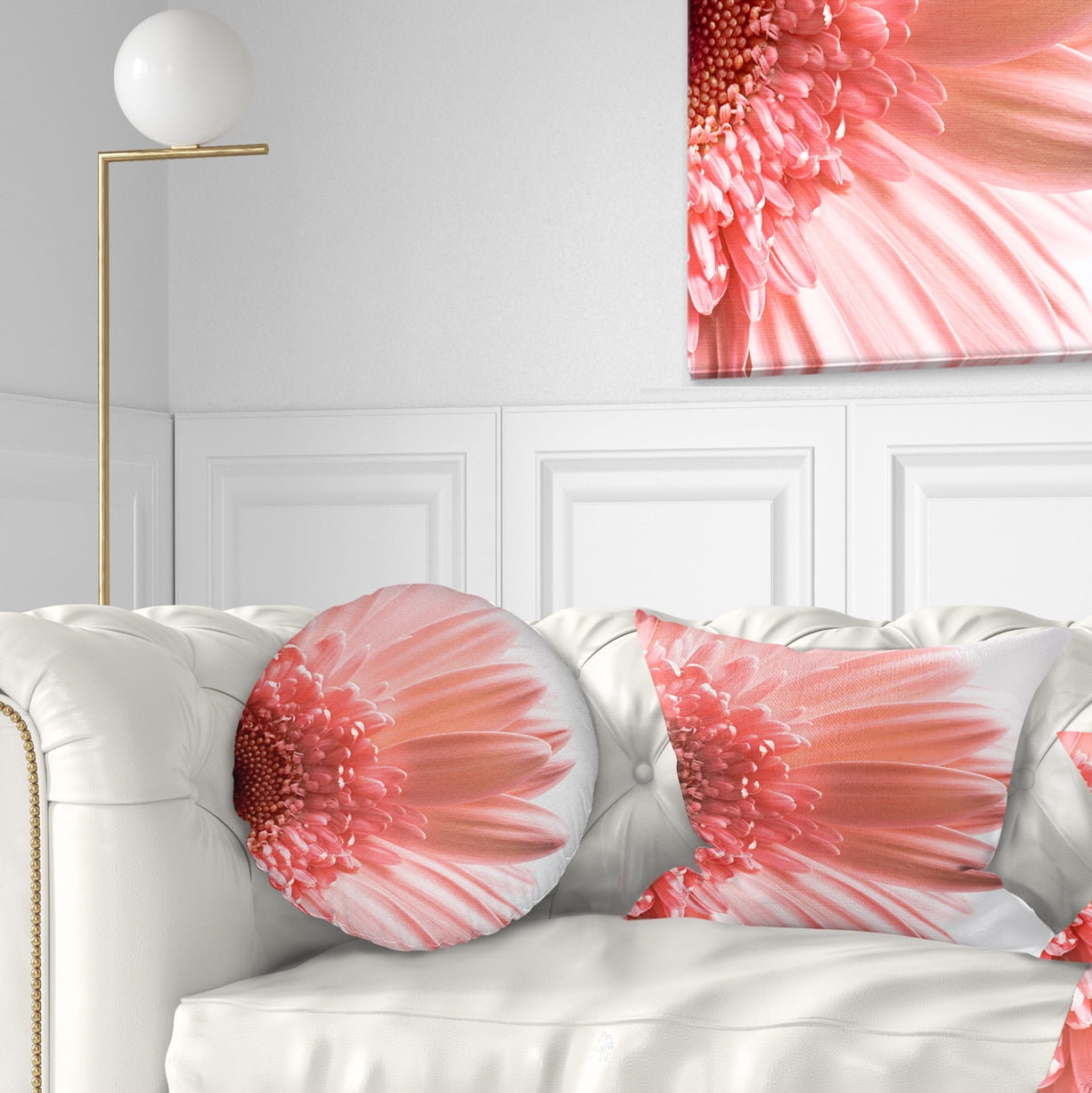Designart Large Pink Daisy Flower Petals - Floral Throw Pillow - 12x20