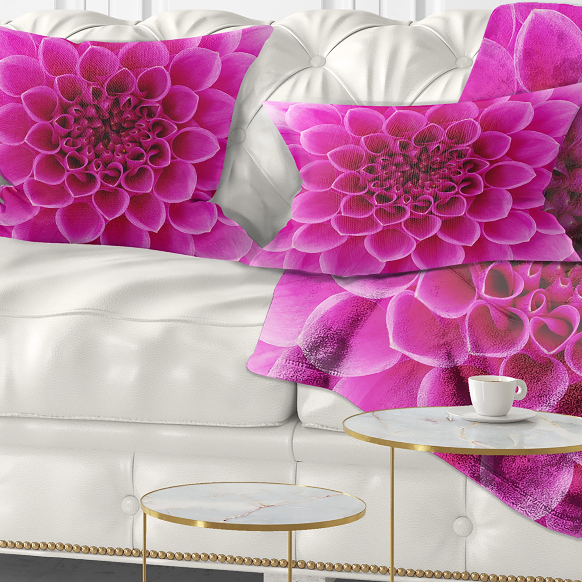 Designart Large Pink Flower and Petals - Floral Throw Pillow - 12x20