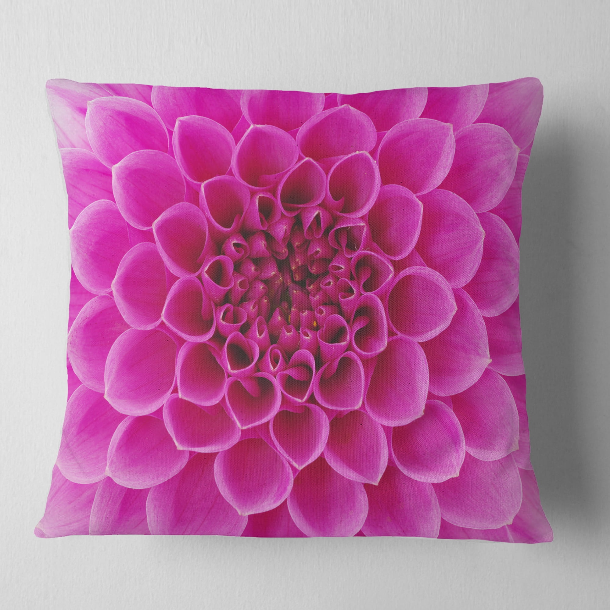 Designart Large Pink Flower and Petals - Floral Throw Pillow - 18x18
