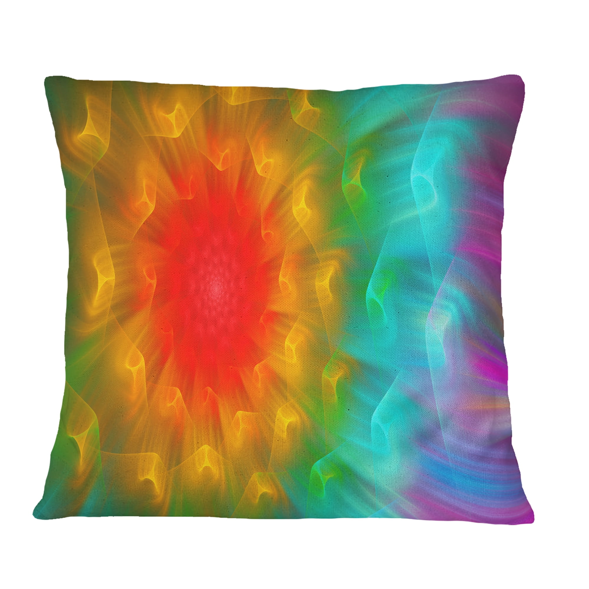 Designart Large Red Alien Fractal Flower - Floral Throw Pillow - 18x18