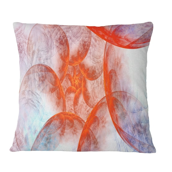 Designart Large Red Fractal Circles - Floral Throw Pillow - 16x16