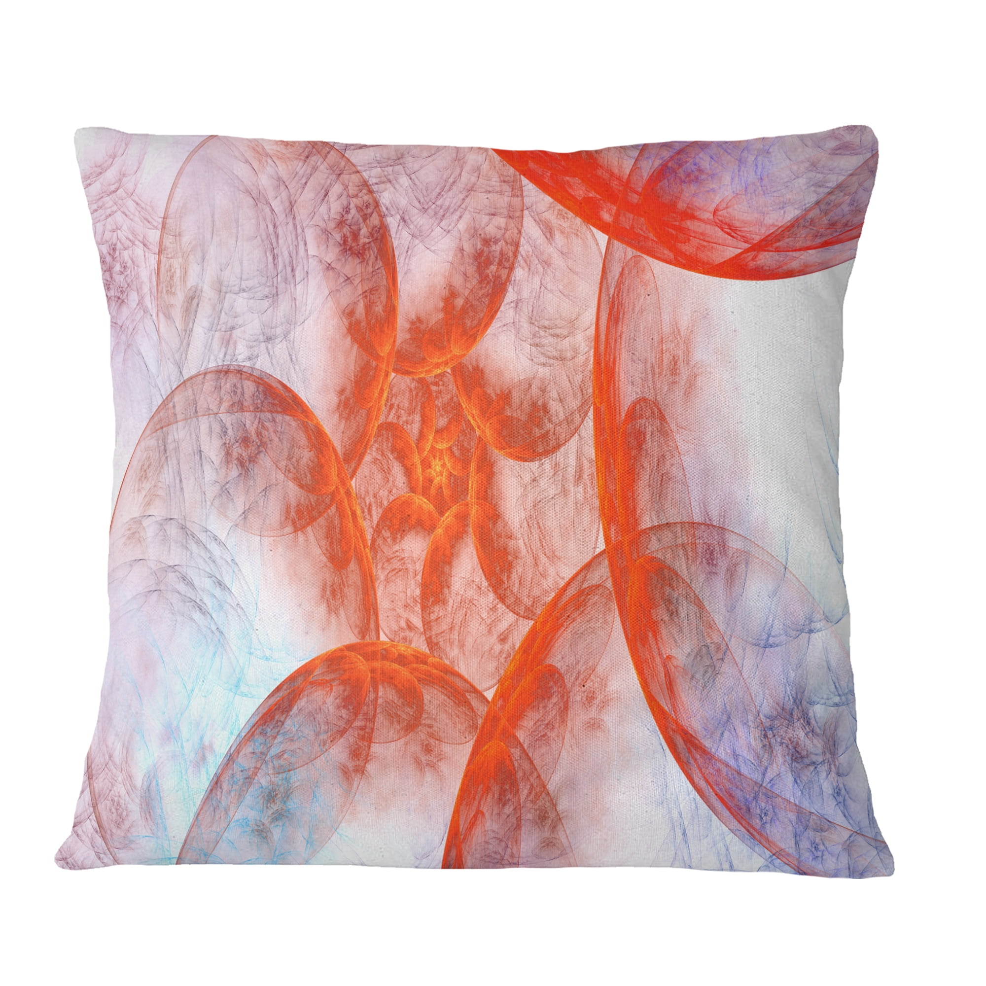 Designart Large Red Fractal Circles - Floral Throw Pillow - 18x18