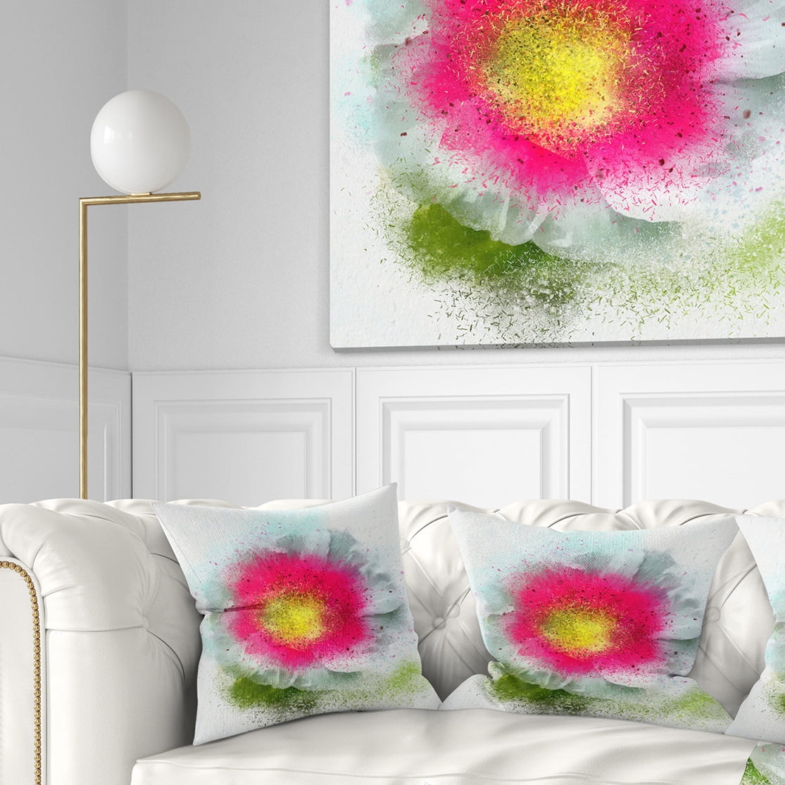 Designart Large Red Poppy Flower on White - Floral Throw Pillow - 16x16