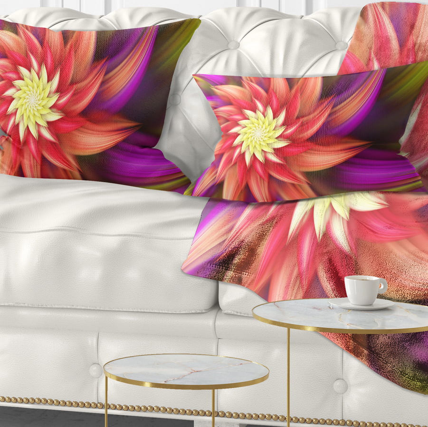 Designart Large Red Purple Alien Flower - Floral Throw Pillow - 12x20