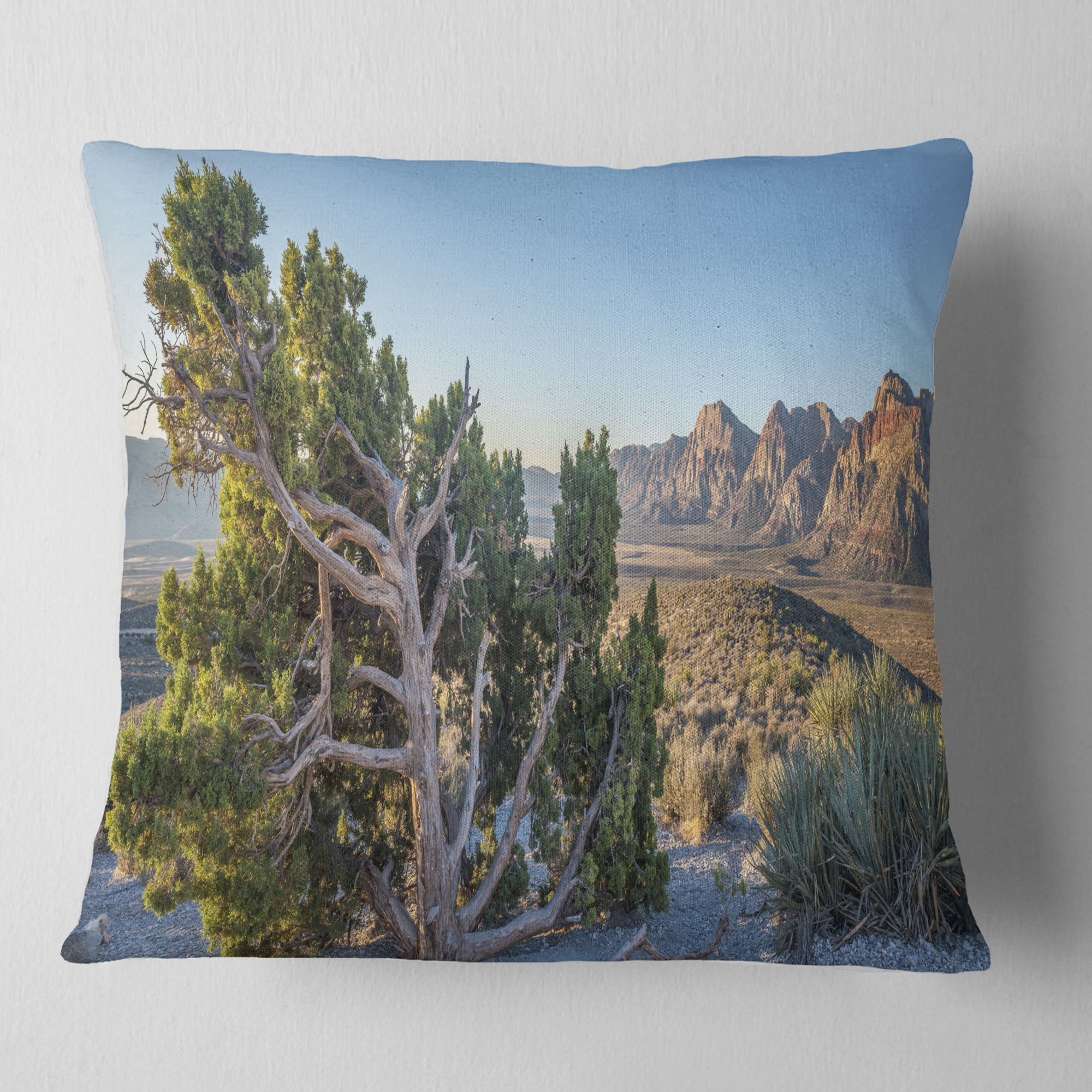 Designart Large Rock Canyon Panorama - Landscape Printed Throw Pillow - 18x18