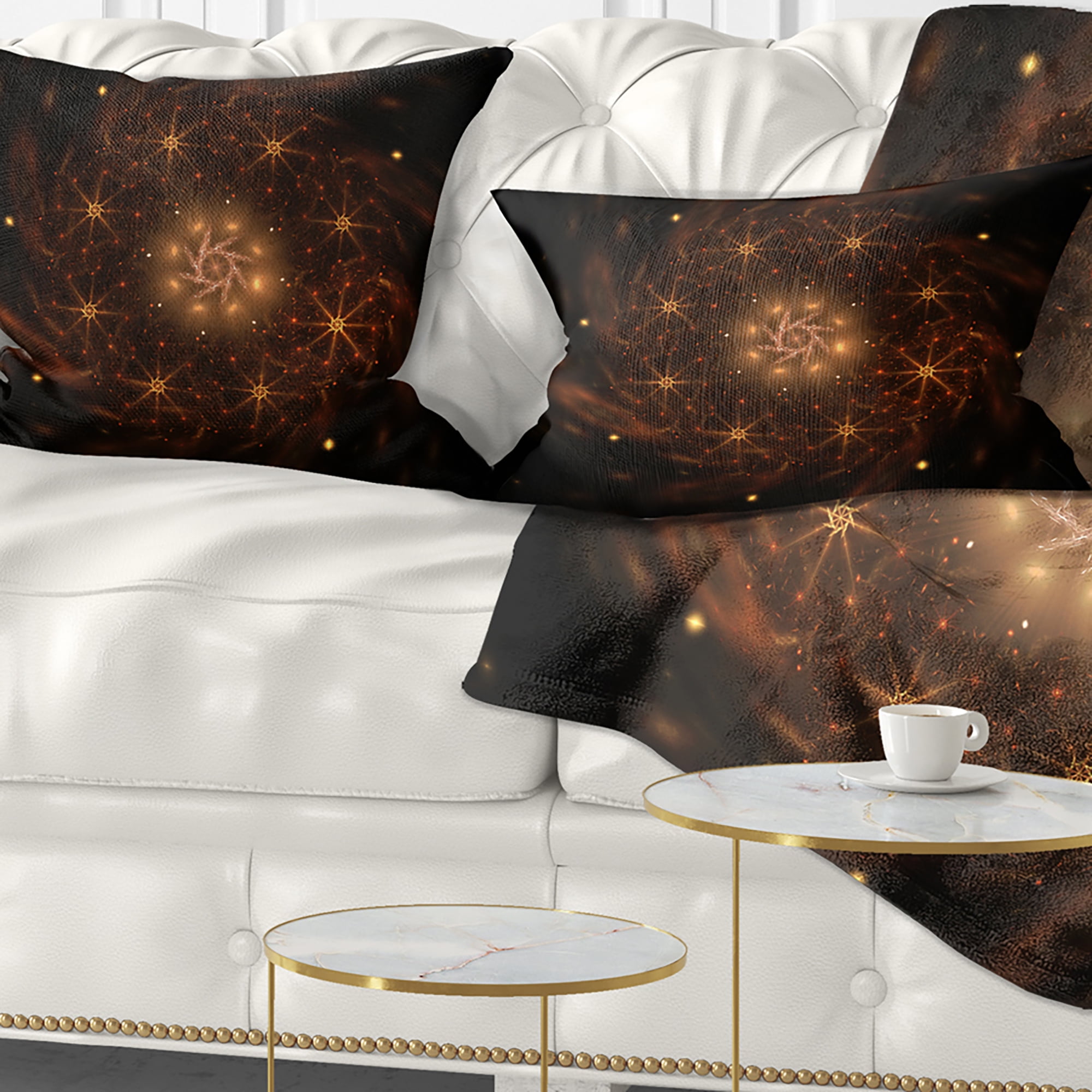 Designart Large Rounded Brown Fractal Flower - Floral Throw Pillow - 12x20