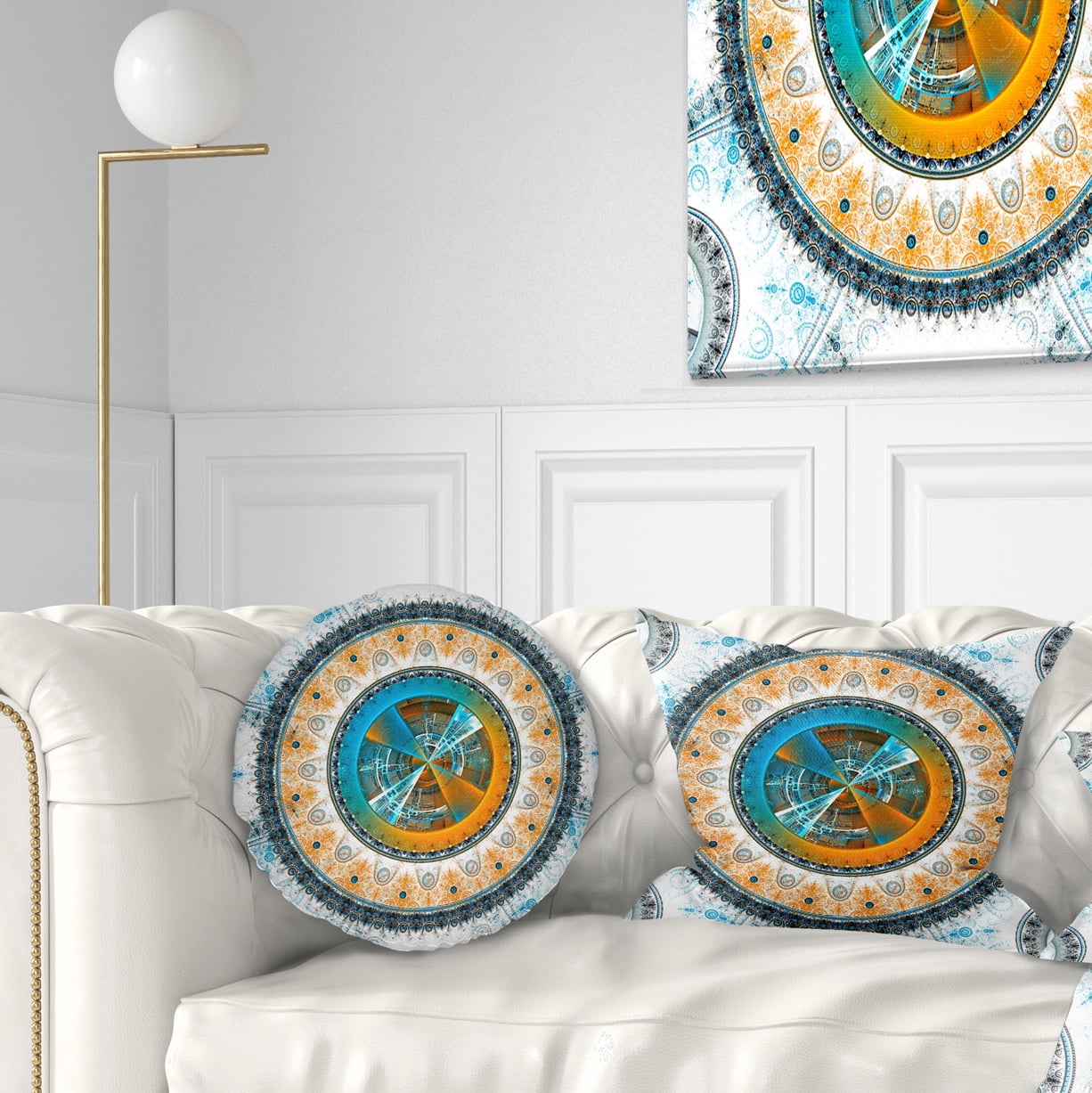 Designart Large Rounded Symmetrical Flower Brown - Abstract Throw Pillow - 12x20