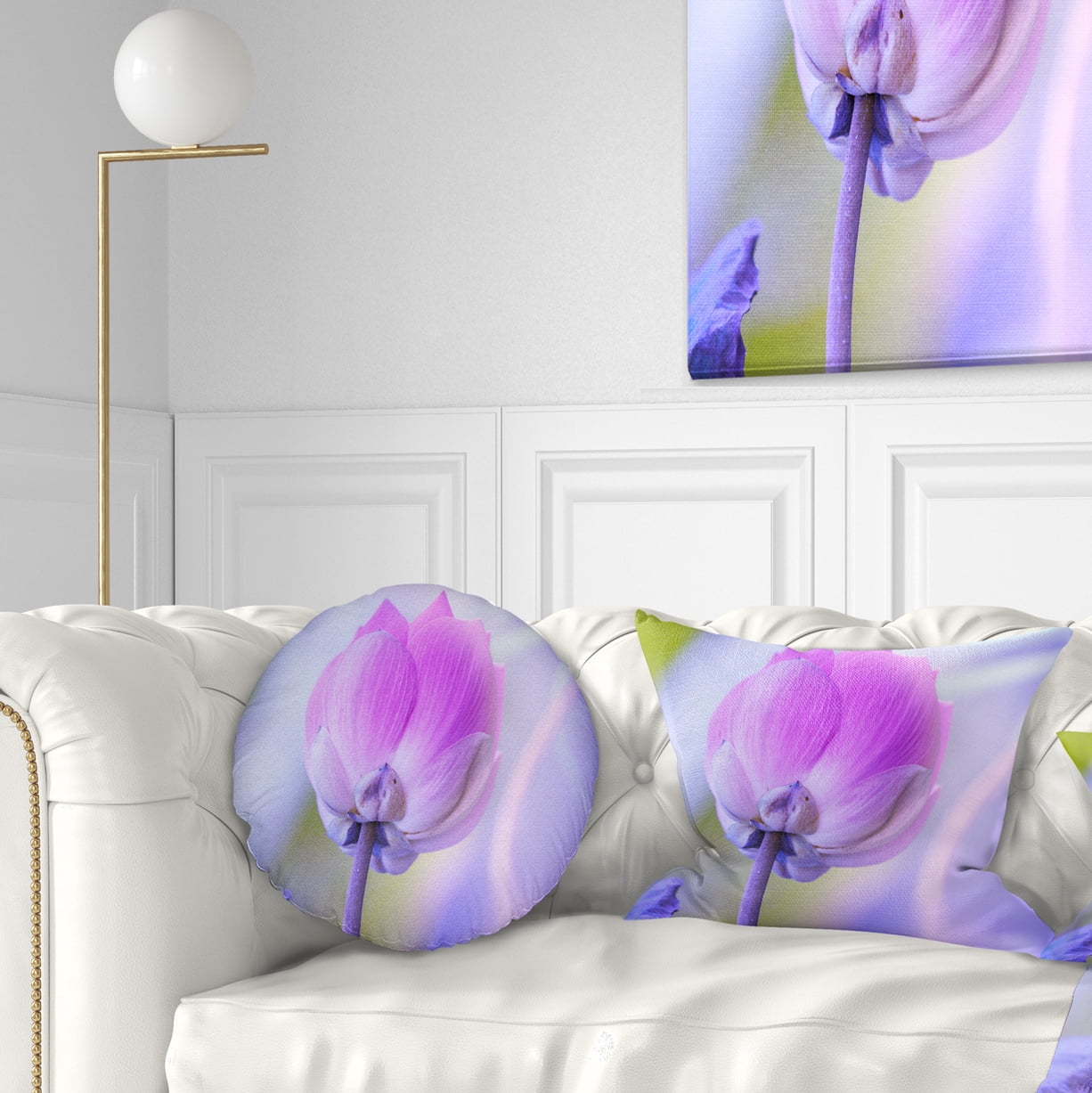 Designart Large Single Lotus Flower - Floral Throw Pillow - 12x20