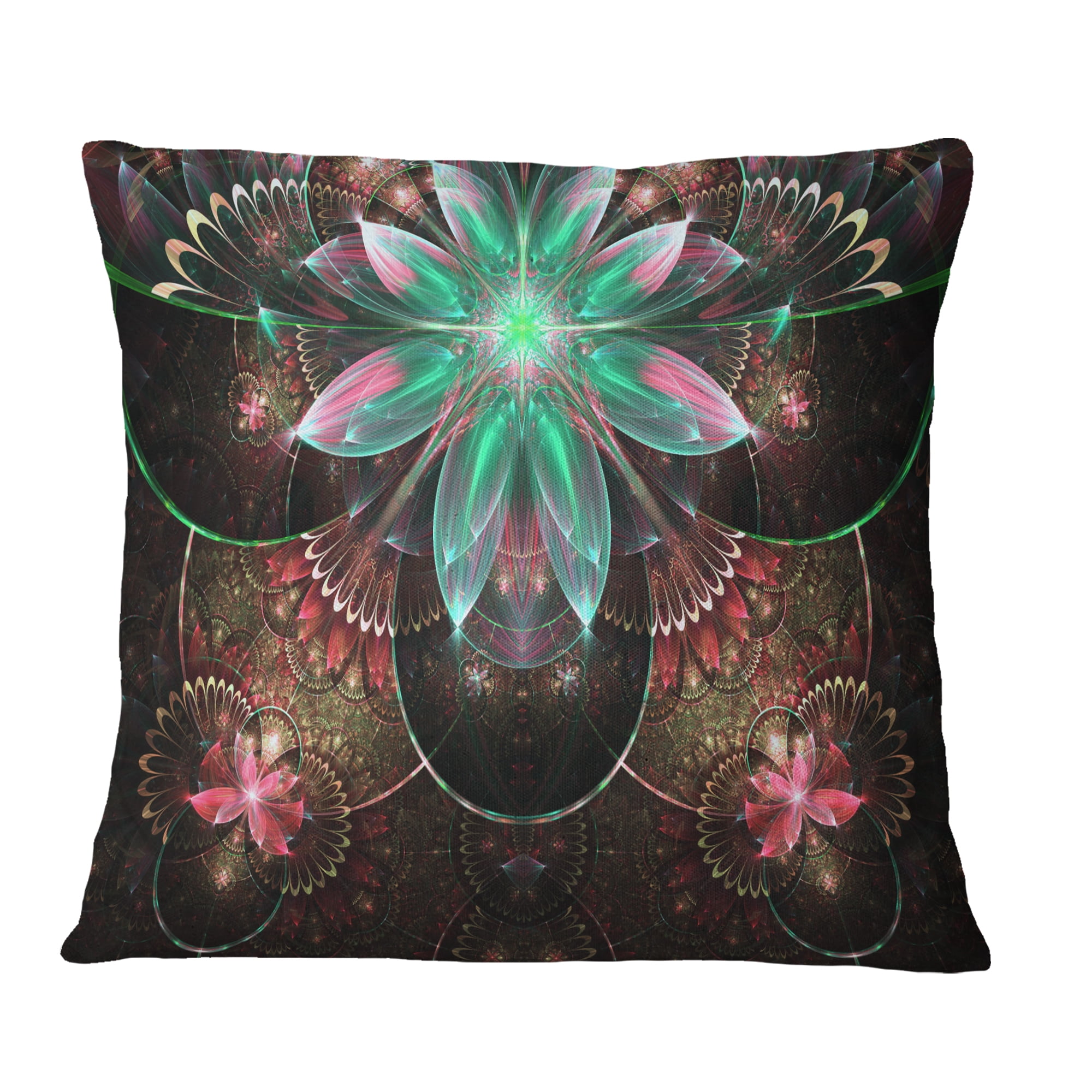 Designart Large Star Flower Fractal Pattern - Floral Throw Pillow - 12x20