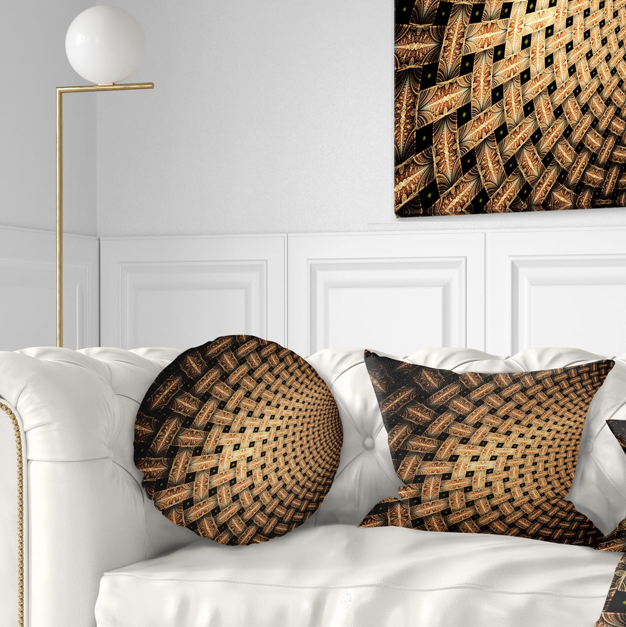 Designart Large Symmetrical Brown Flower - Floral Throw Pillow - 12x20
