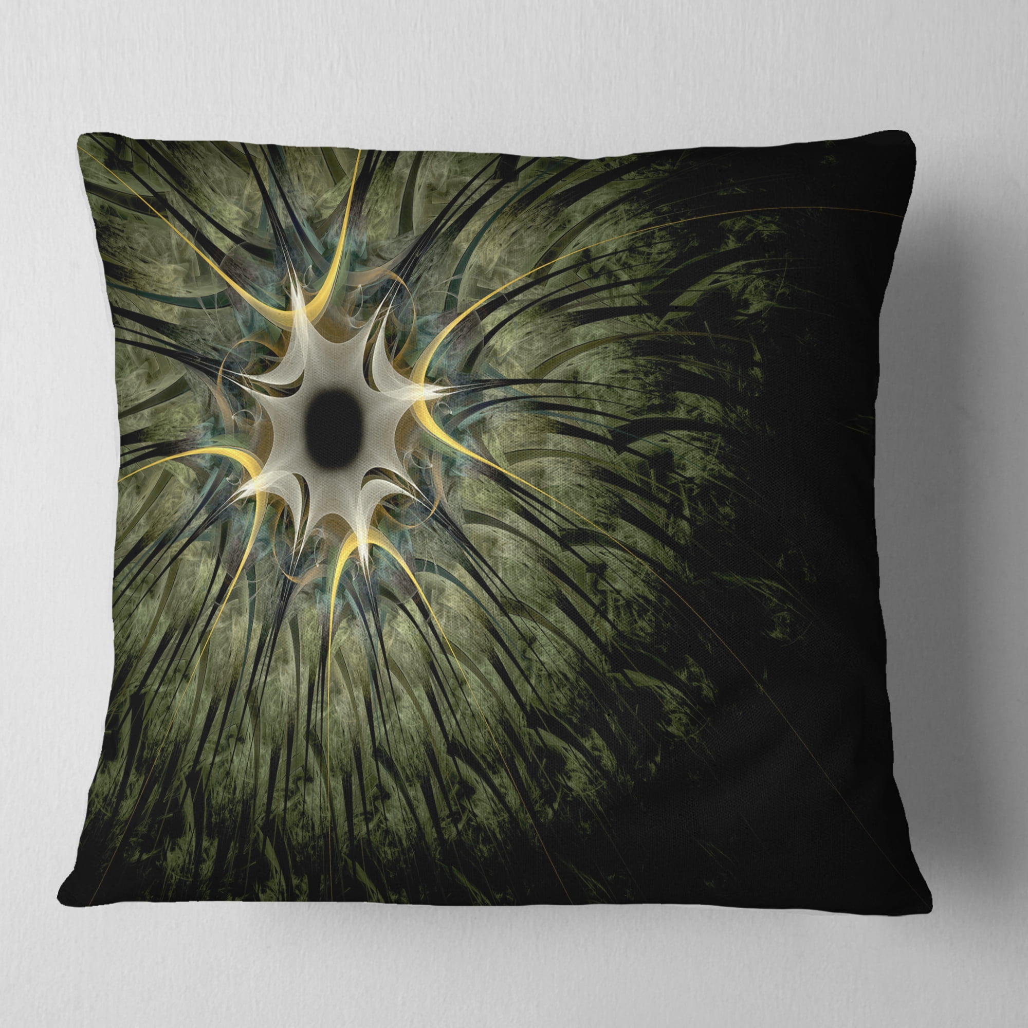 Designart Large Symmetrical Fractal Flower Design - Floral Throw Pillow - 16x16