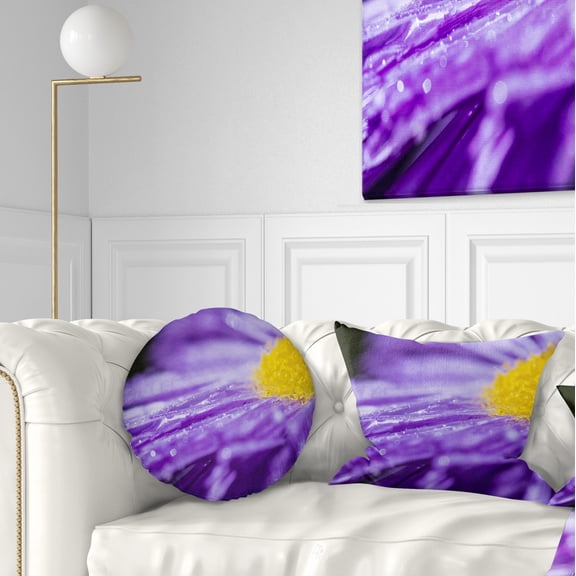 Designart Large Violet Flower Petal Close up - Flower Throw Pillow - 12x20
