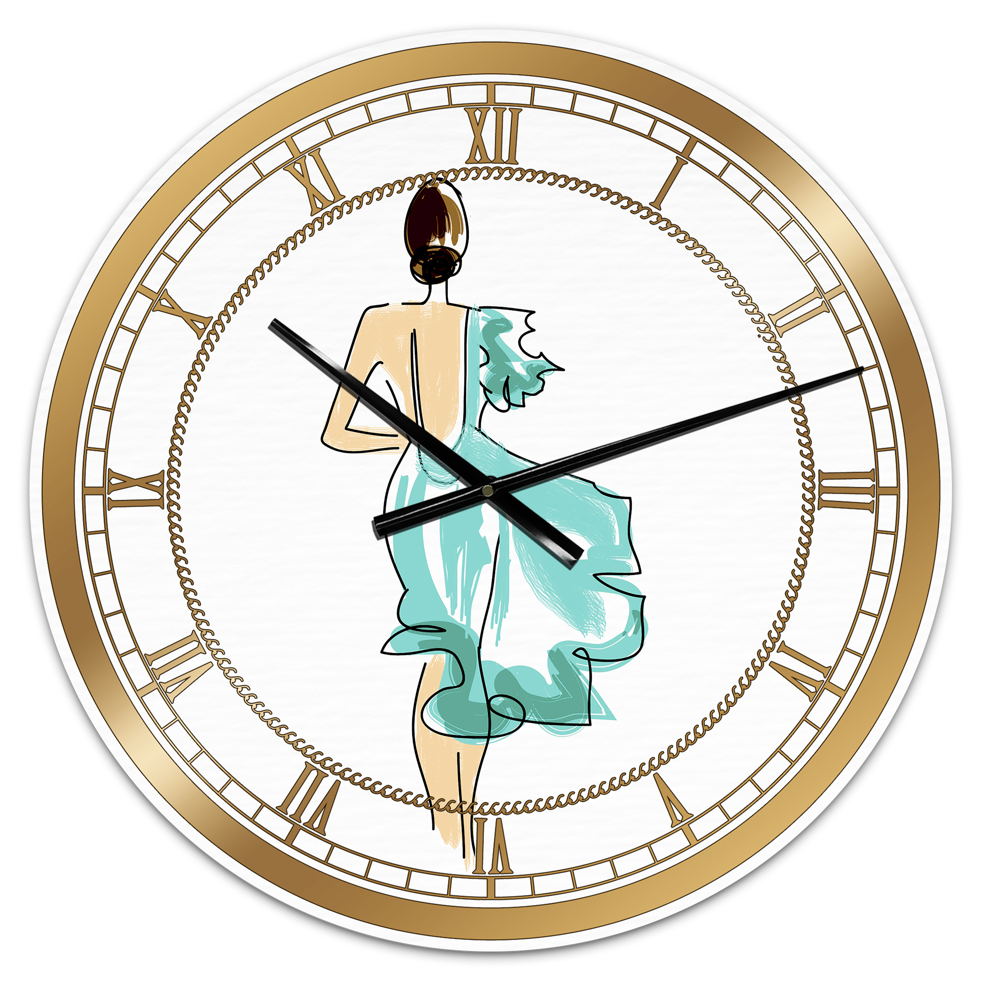 Designart Large White Analog Round Fashion Wall Clocks, CLM25103-C23