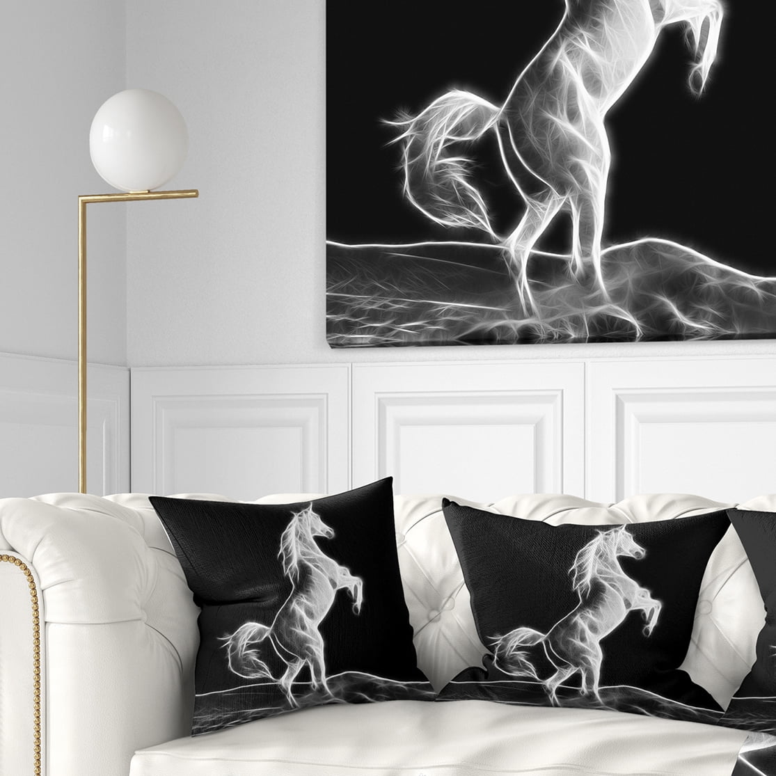Designart Large White Horse Sculpture - Animal Throw Pillow - 18x18