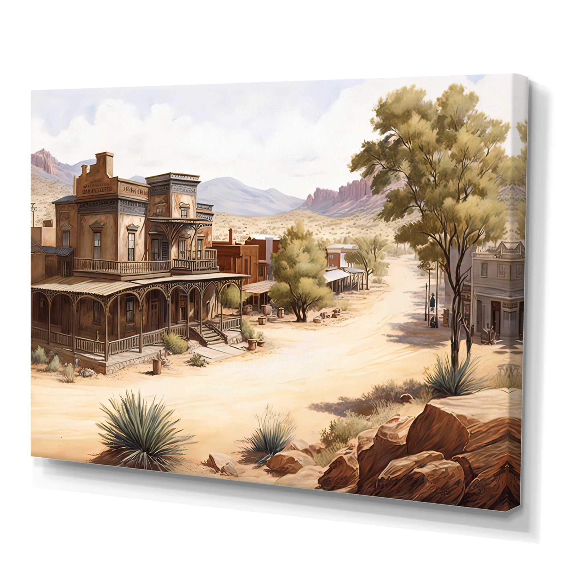 Designart Large Wild West Arizona Town II Canvas Wall Art
