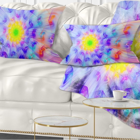 Designart Large Yellow Alien Fractal Flower - Floral Throw Pillow - 12x20