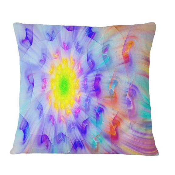 Designart Large Yellow Alien Fractal Flower - Floral Throw Pillow - 18x18