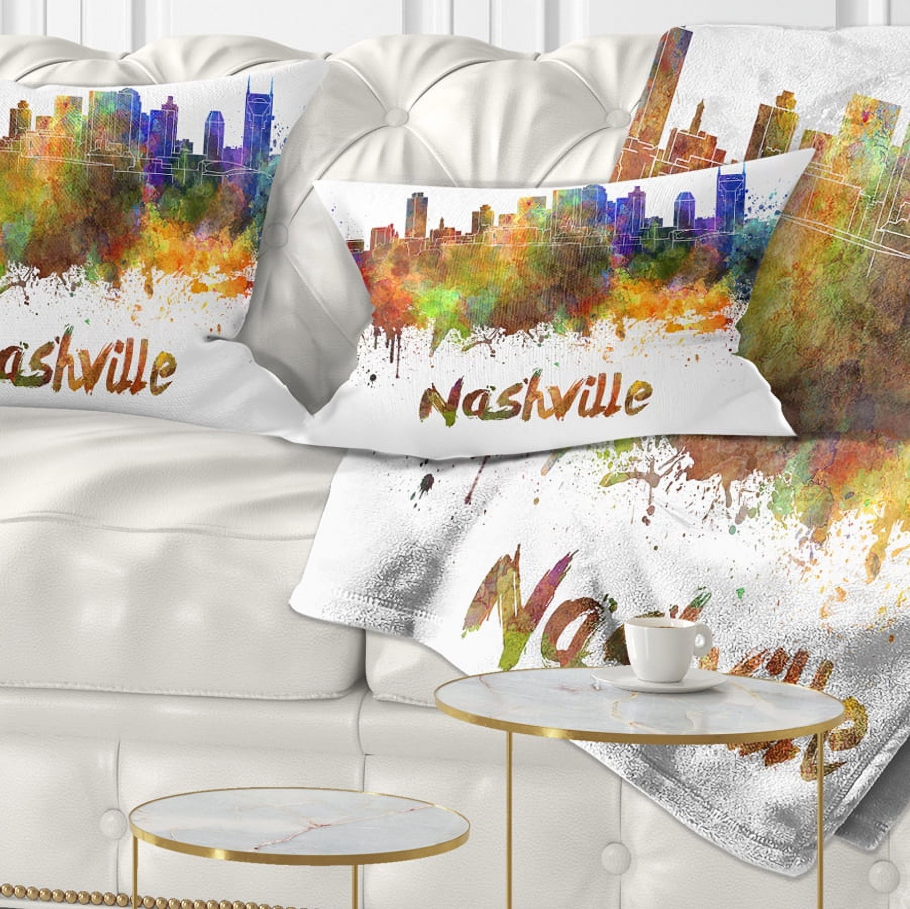 Designart Las Vegas Skyline - Cityscape Throw Pillow - 12x20
