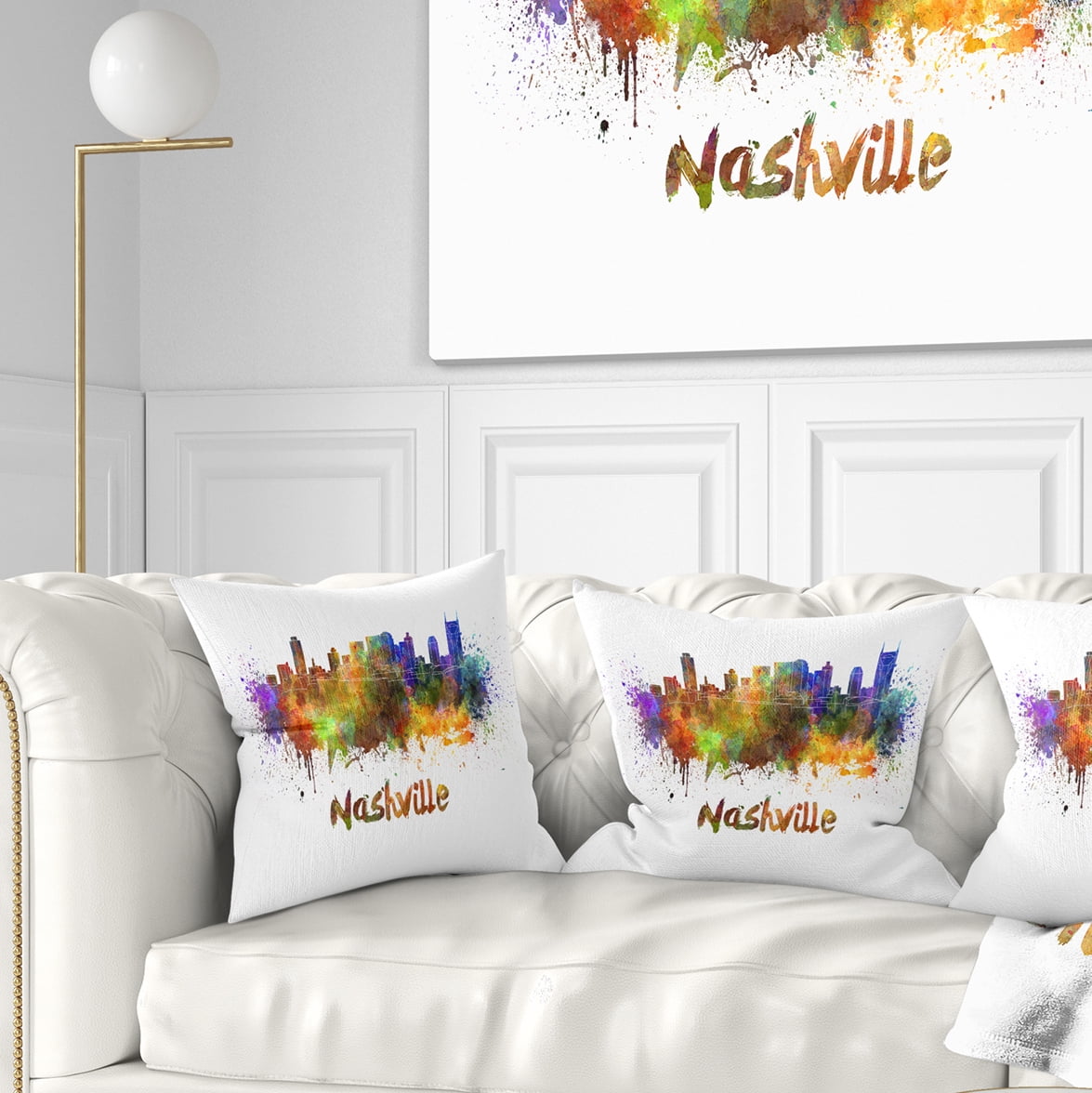 Designart Las Vegas Skyline - Cityscape Throw Pillow - 16x16