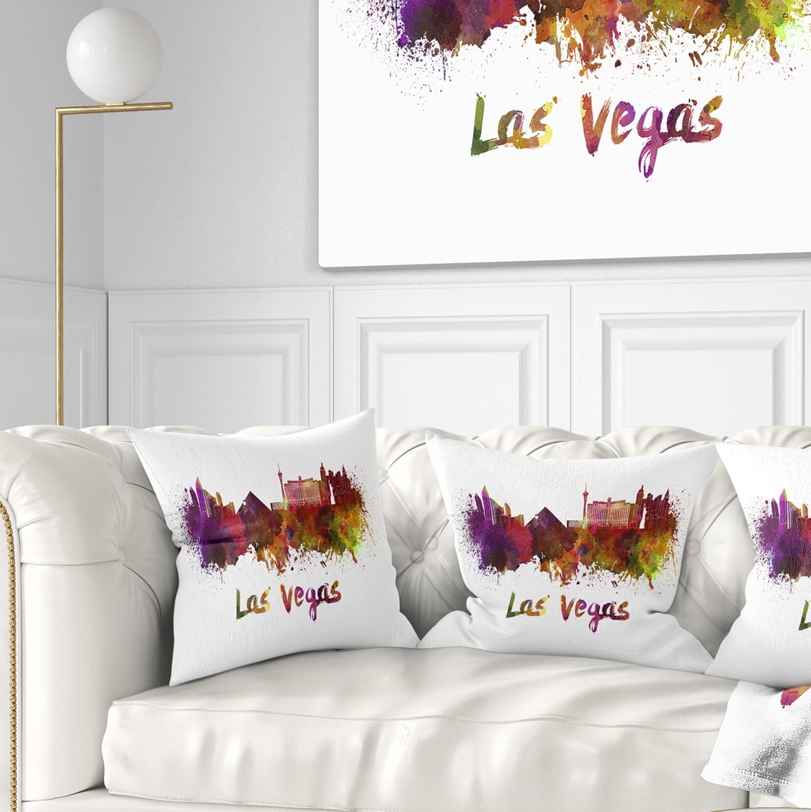 Designart Las Vegas Skyline - Cityscape Throw Pillow - 18x18