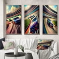 thumbnail image 1 of Designart "Last Lap at Daytona I" Modern Framed Wall Art Set Of 3 - Green Cars Race Car Frame Canvas Set For Living Room Decor, 1 of 6