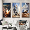 thumbnail image 1 of Designart "Launch of the Space Shuttle III" Space Shuttle Framed Wall Art Set Of 3 - White Space Shuttle Frame Gallery Wall Set For Home Decor, 1 of 7