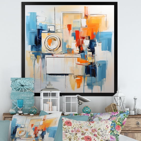 Designart "Laundry modern Reflections II" Bath & Laundry Floater Framed Canvas Wall Art