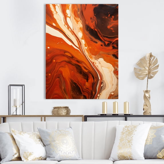 Designart "Lava Inspiration Fiery Glow IV" Abstract Liquid Ink Canvas Wall Art
