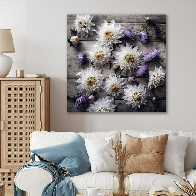 Designart "Lavender Dreams in White" Floral Lavender Metal Art Living Room