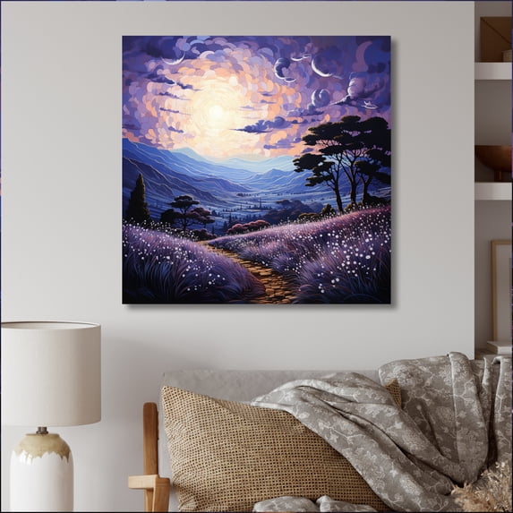 Designart "Lavender Enchanting Lavender Painting III" Landscapes Metal Wall Decor
