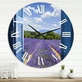 thumbnail image 1 of Designart 'Lavender Field Through Blue Open Cottage Window' Farmhouse Wall Clock, 1 of 5
