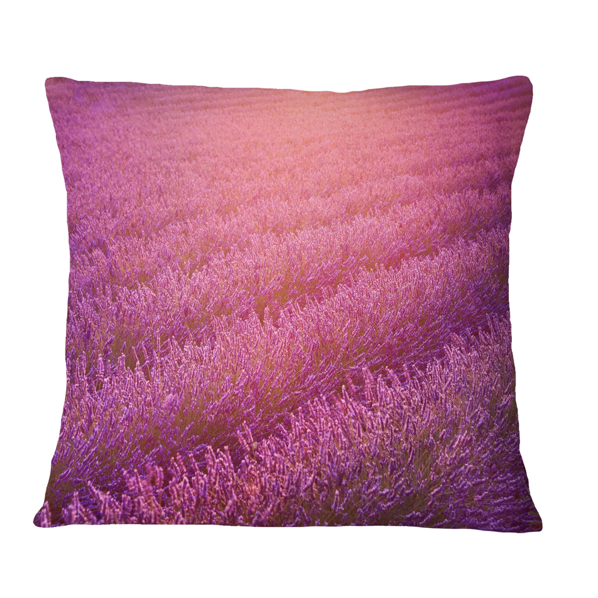 Designart Lavender Field and Ray of Light - Floral Throw Pillow - 18x18