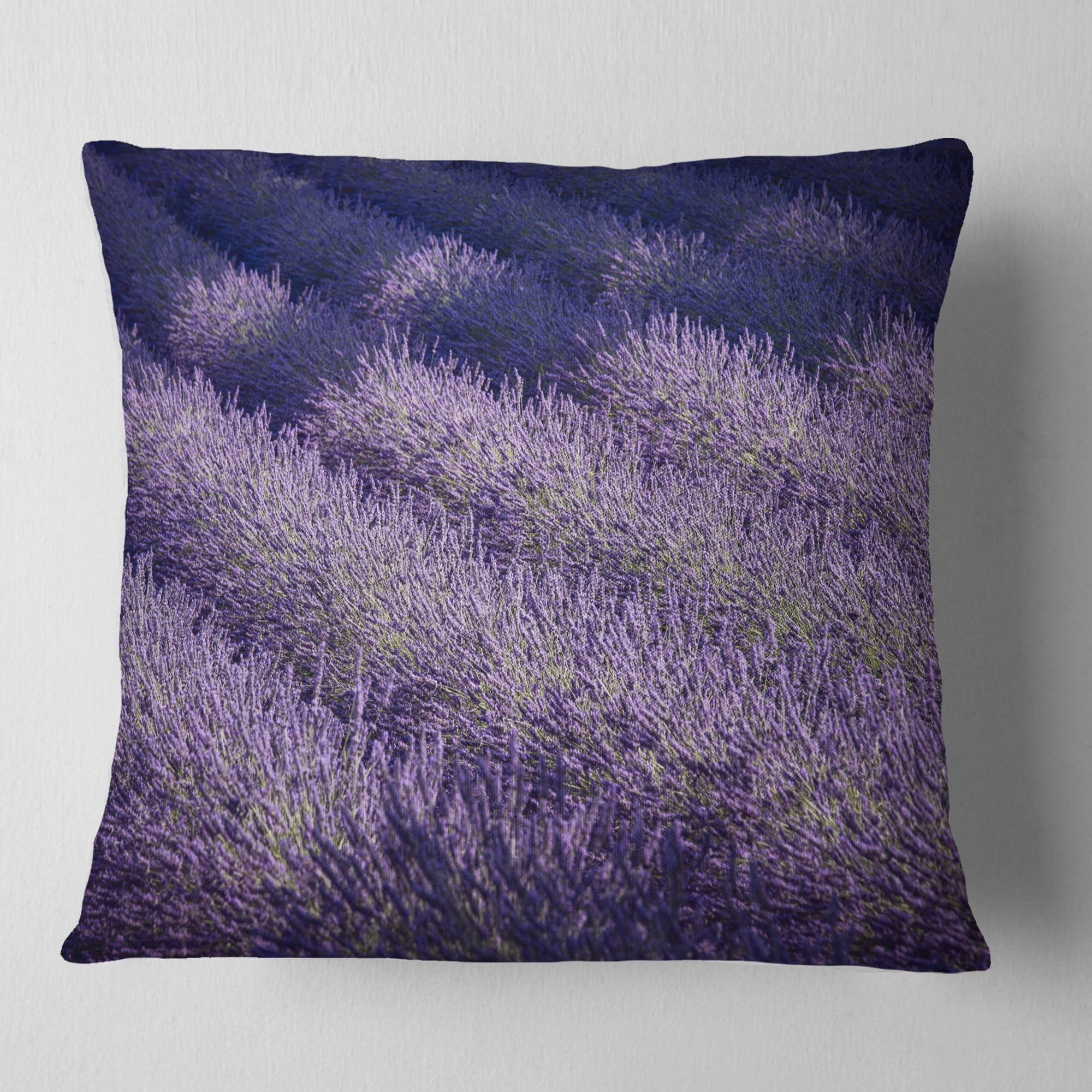 Designart Lavender Field and Ray of Light - Landscape Wall Throw Pillow - 18x18