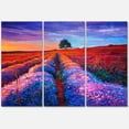 thumbnail image 1 of Designart ' Lavender Fields With Distant Tree & Sunset Glow ' Farmhouse Canvas Wall Art Print, 1 of 3