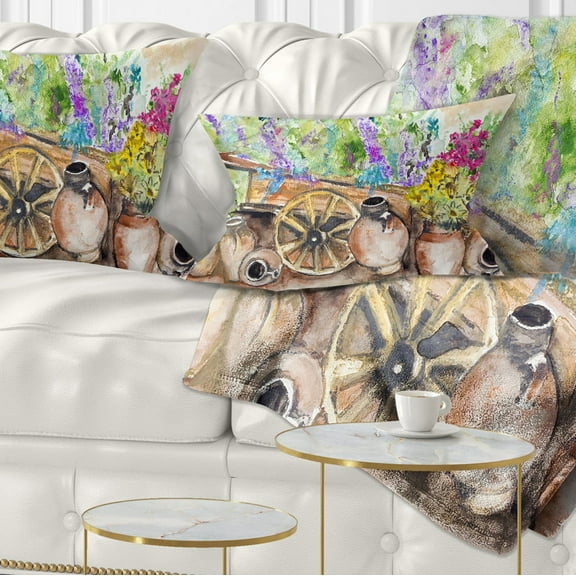 Designart Lavender Flowers - Floral Throw Pillow - 12x20