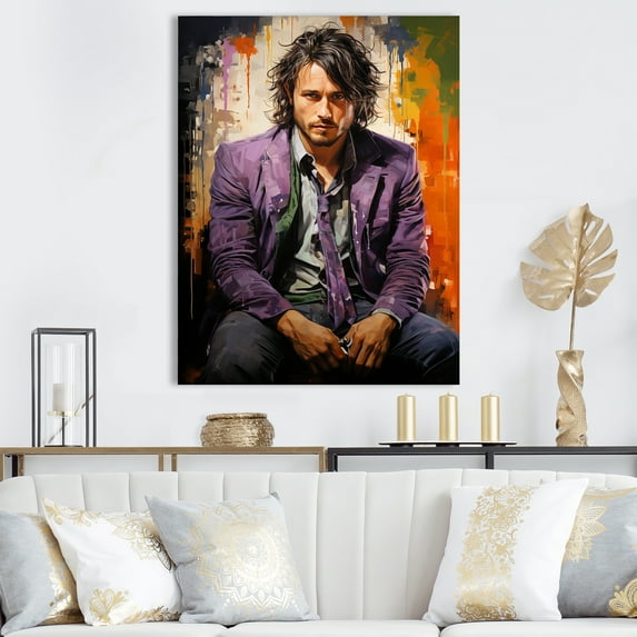 Designart "Lavender Ledger Pop Art Portrait" Woman Pop Art Canvas Prints