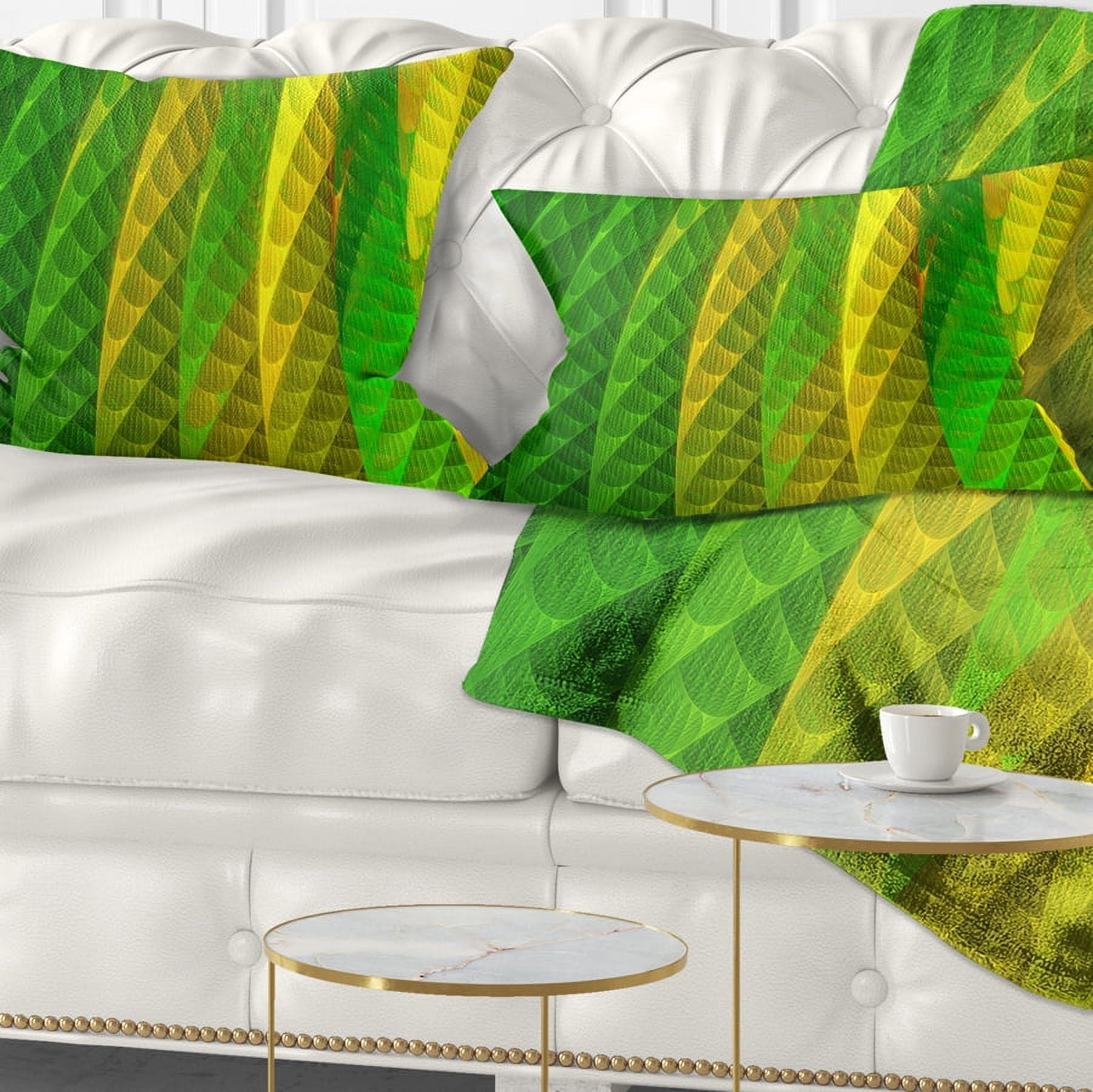 Designart Layered Green Psychedelic Design - Abstract Throw Pillow - 12x20
