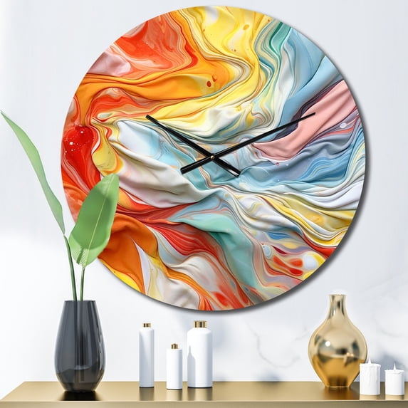 Designart "Layers Of Emotion Orange Blue Expression" Abstract Oversized Wall Clock