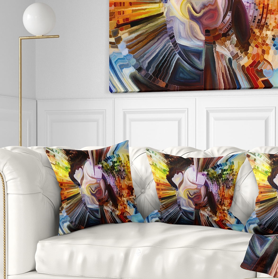 Designart Layers of Inner Paint - Abstract Throw Pillow - 18x18