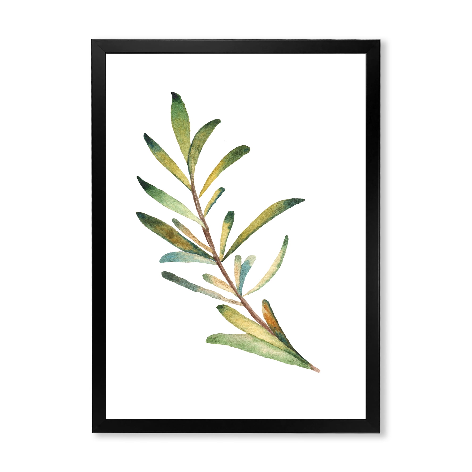 Designart 'Leaf Rosemary Branch on White' Traditional Framed Art Print
