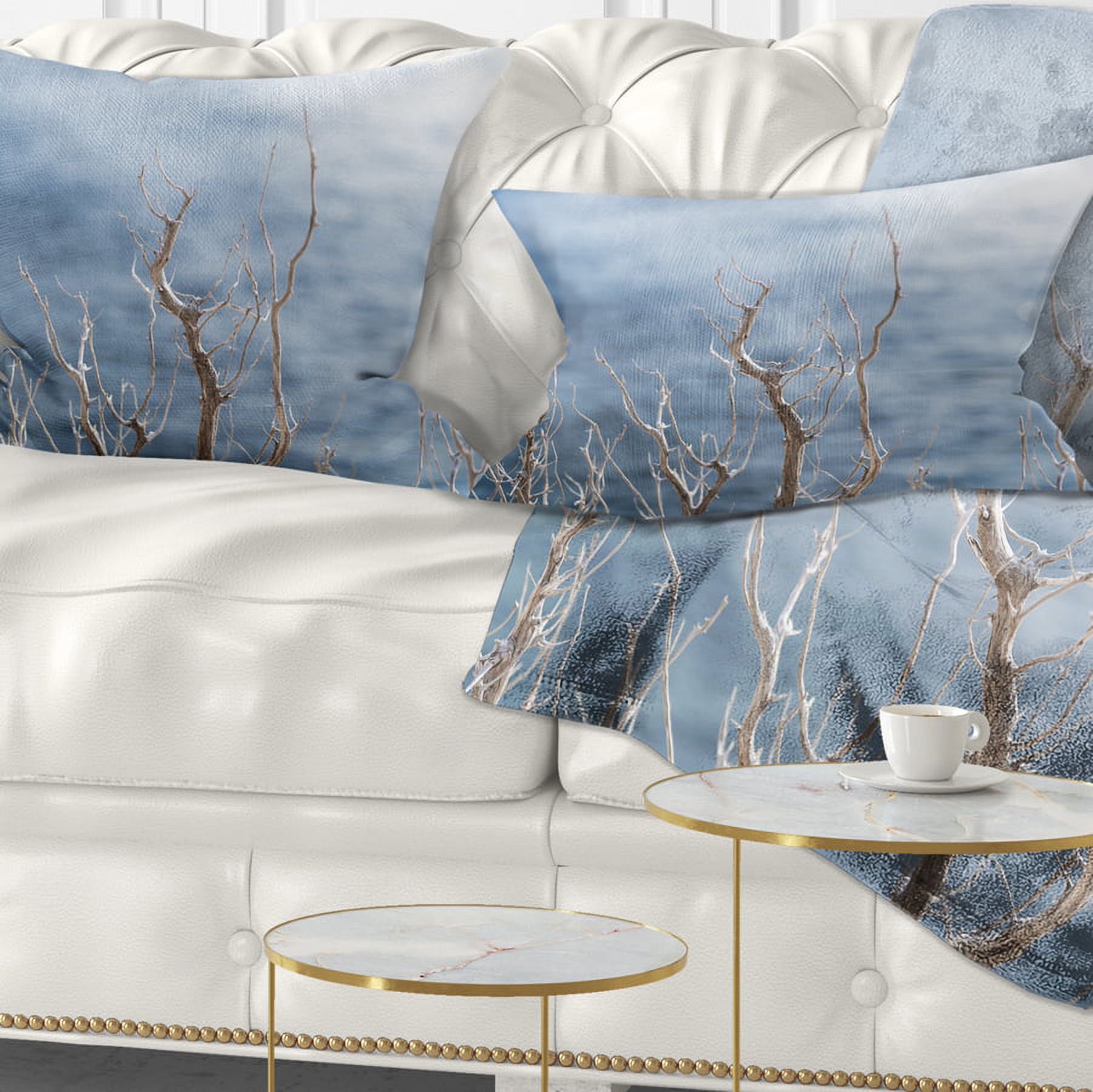 Designart Leafless Winter Branches - Landscape Printed Throw Pillow - 12x20