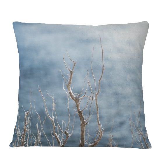 Designart Leafless Winter Branches - Landscape Printed Throw Pillow - 16x16