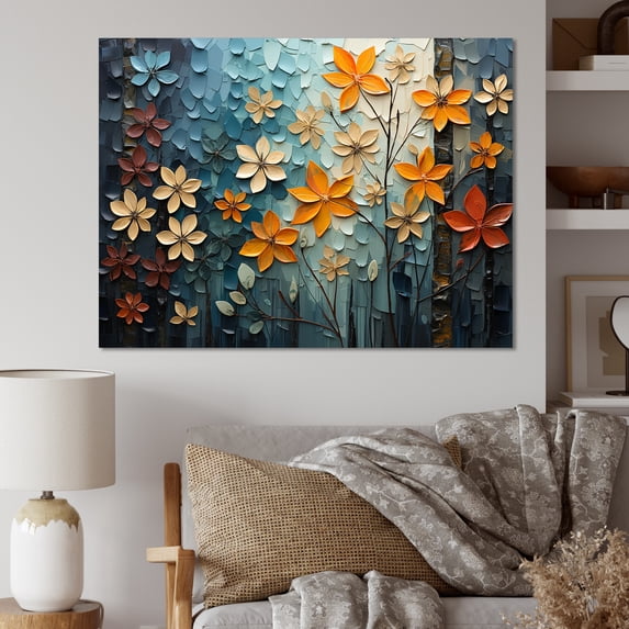 Designart "Leaves Autumnal Euphony Patchwork II" Modern Wall Decor