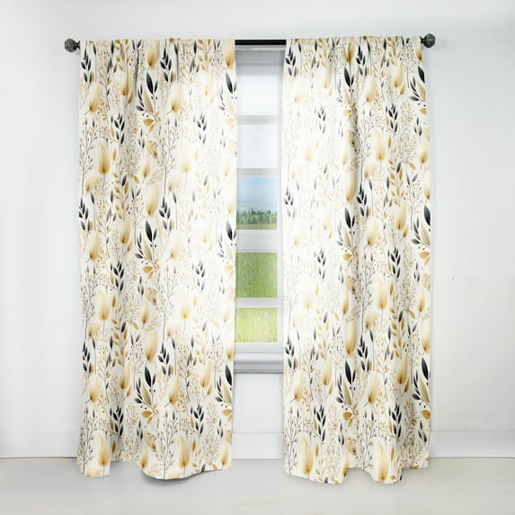 Designart "Leaves In Neutral Tones III" Plants Room Darkening Curtain Single Panel