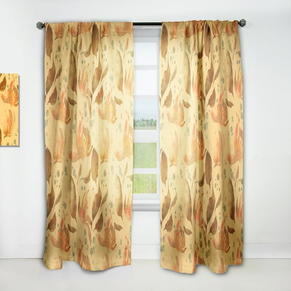 Designart 'Leaves Tea and Flowers' Bohemian & Eclectic Curtain Panel