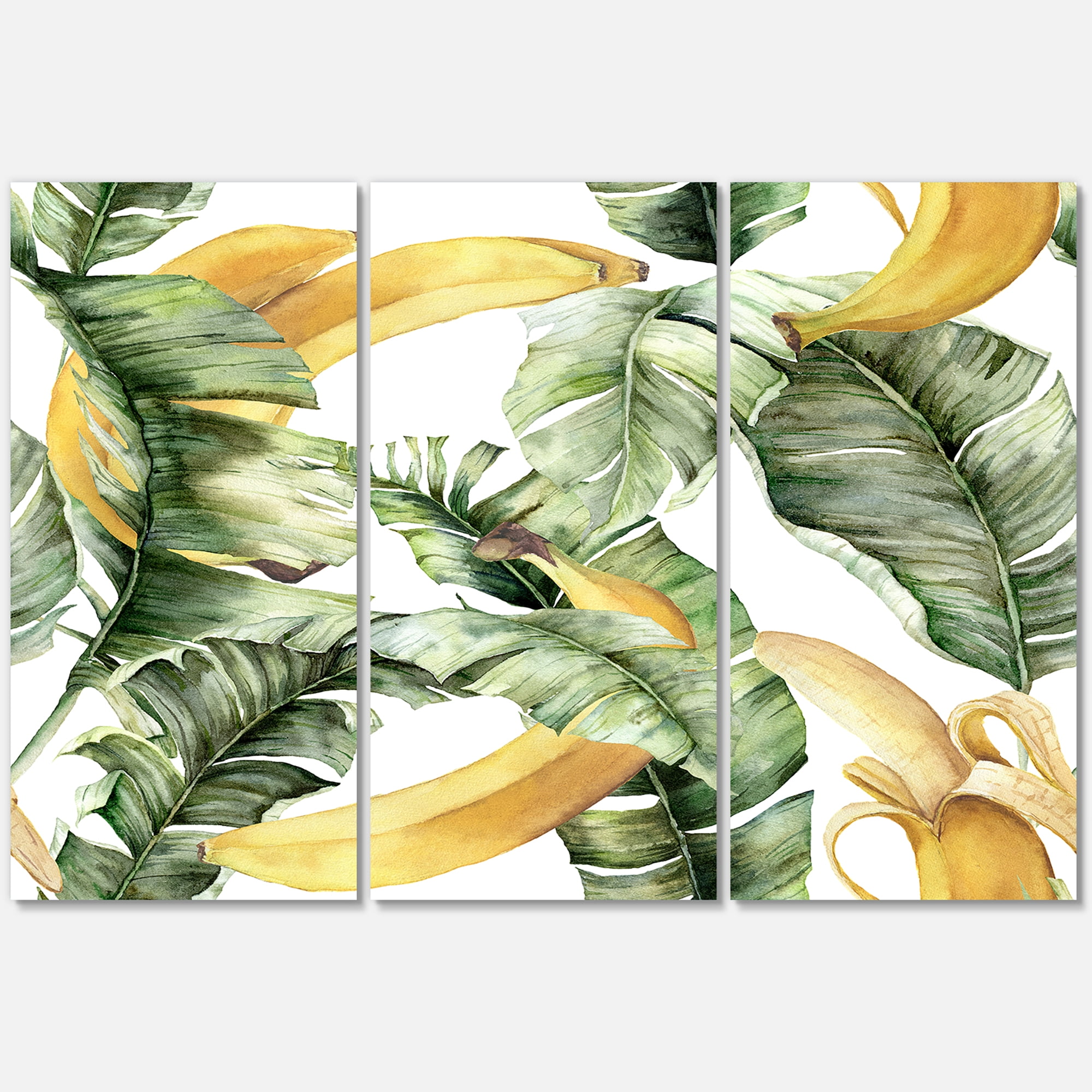 Designart ' Leaves With Ripe Bananas ' Nautical & Coastal Canvas Wall Art Print