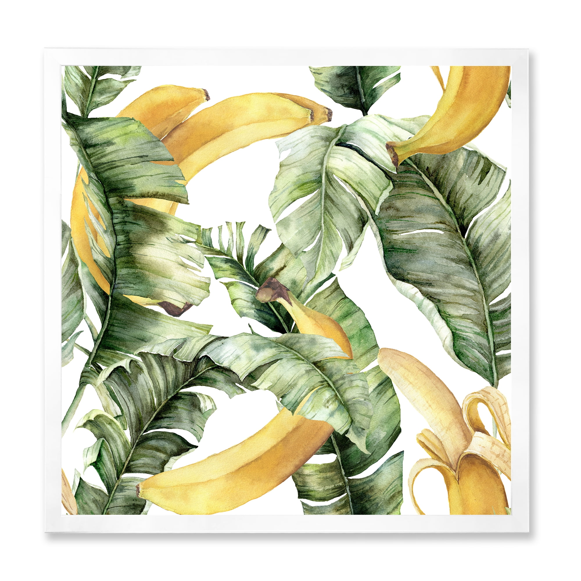 Designart 'Leaves With Ripe Bananas' Nautical & Coastal Framed Art Print