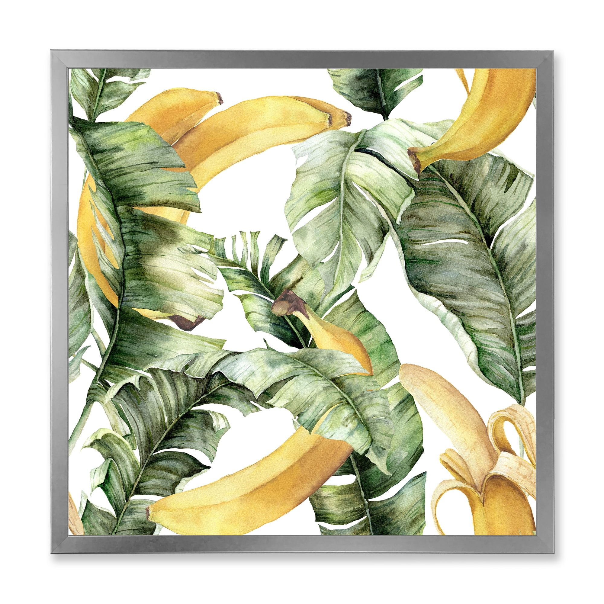 Designart 'Leaves With Ripe Bananas' Nautical & Coastal Framed Art Print