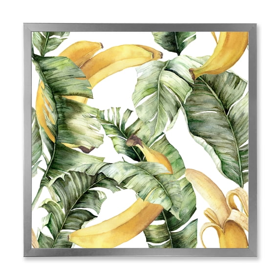 Designart 'Leaves With Ripe Bananas' Nautical & Coastal Framed Art Print